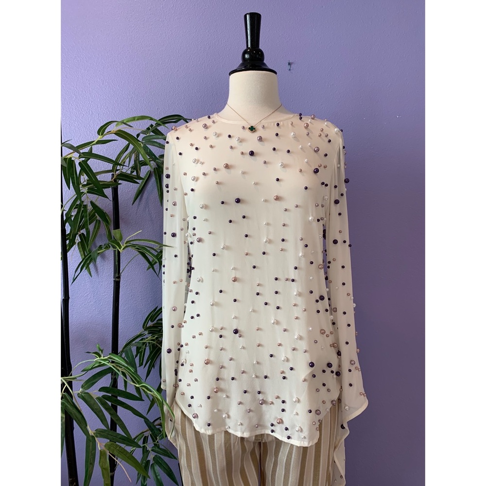 Pearl embellished Silk Blouse